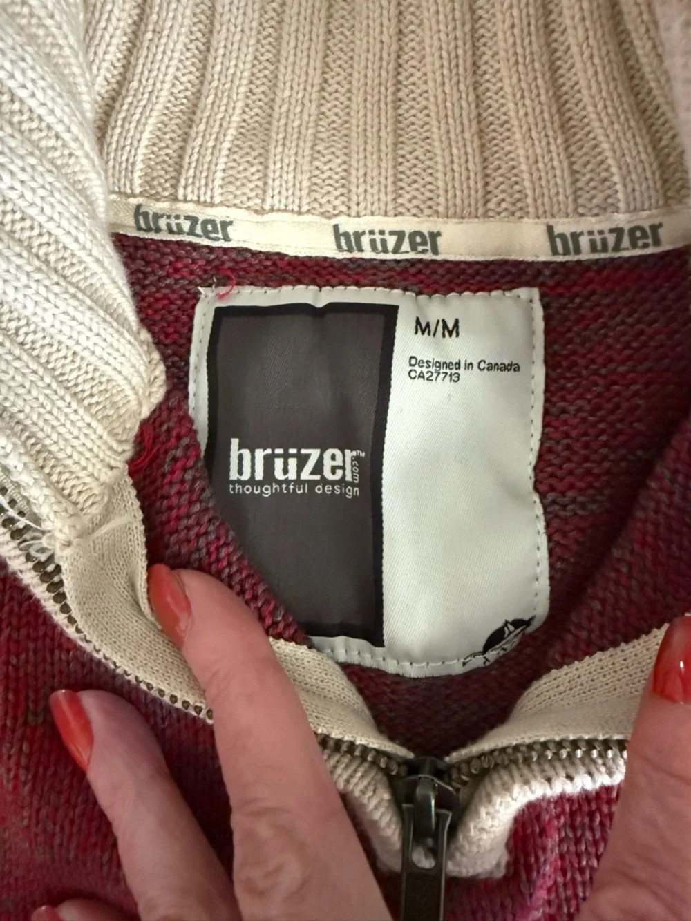 Bruzer Ohio State OSU Buckeyes Zip Up Neck Heathered Sweater
